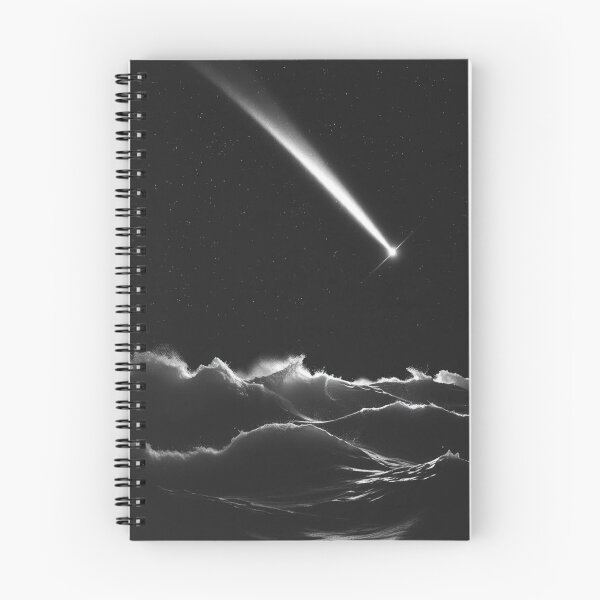 Item preview, Dramatic Comet Over Turbulent Ocean Waves Black and White designed and sold by EllDAV777.