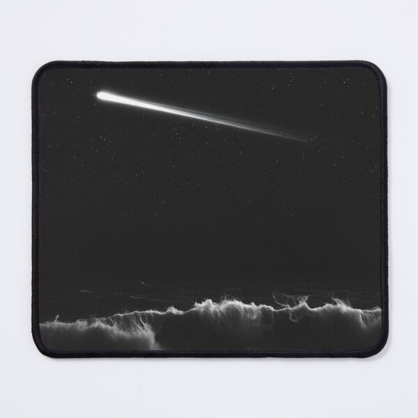 Item preview, Shooting Star Over Crashing Ocean Waves – Dramatic Black and White Night Sky Art designed and sold by EllDAV777.
