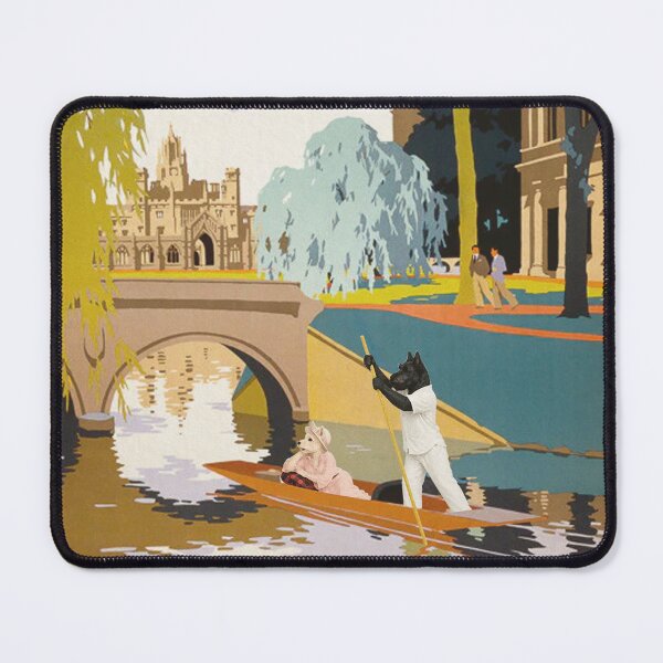 Item preview, Vintage Cambridge Punt Boat Scottish Terrier Travel Poster designed and sold by CJChronicles.
