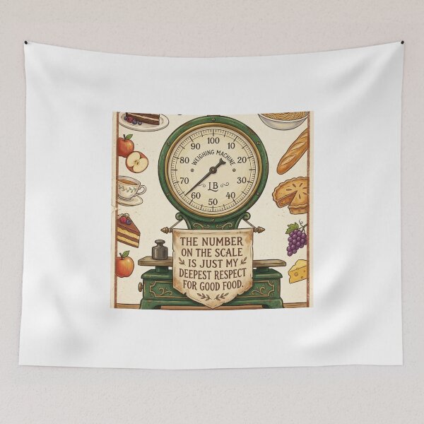 Item preview, Vintage Weighing Scale Funny Food Respect Quote designed and sold by TaiwanMemory.