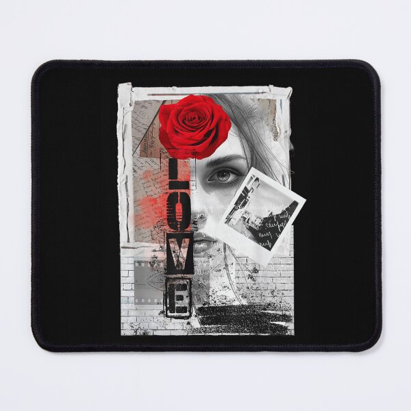 Item preview, Grunge Urban Street Art Love Red Rose Collage Photo Portrait Frame designed and sold by stellarofsea.