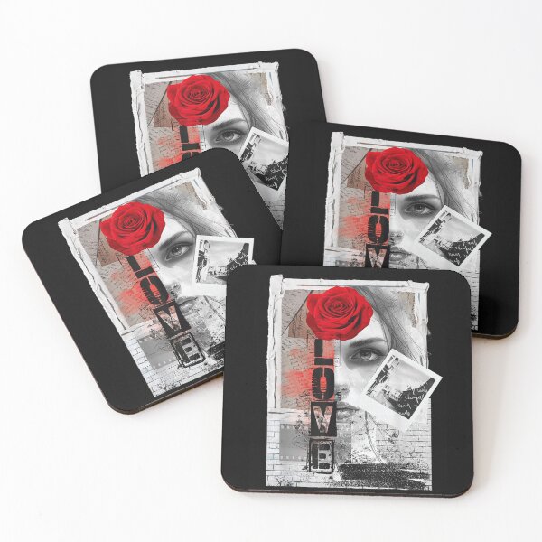 Item preview, Grunge Urban Street Art Love Red Rose Collage Photo Portrait Frame designed and sold by stellarofsea.