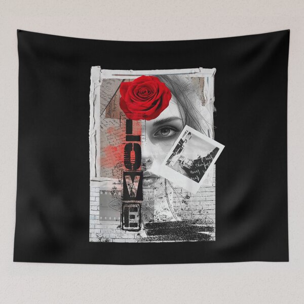 Item preview, Grunge Urban Street Art Love Red Rose Collage Photo Portrait Frame designed and sold by stellarofsea.