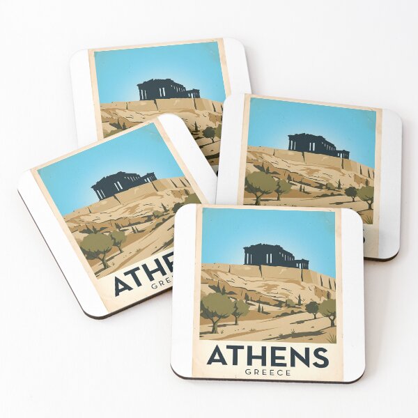 Item preview, Athens Greece Vintage Travel Poster designed and sold by Ar0undTheW0rld.