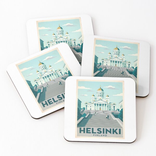 Item preview, Helsinki Finland Vintage Travel Poster designed and sold by Ar0undTheW0rld.