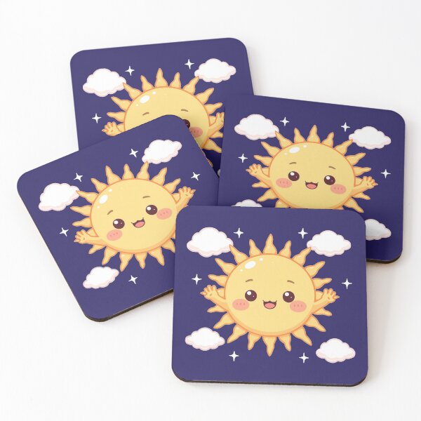 Item preview, Kawaii Happy Sun Cute Sunshine Smiling Face Clouds Sparkle Summer Sticker Art designed and sold by Cosmic Zodiac Studio.