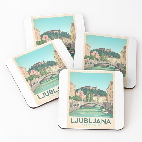 Item preview, Ljubljana Slovenia Vintage Travel Poster designed and sold by Ar0undTheW0rld.