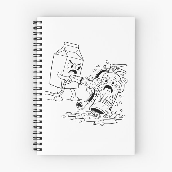 Artikelvorschau, Wütender Milchkarton besprüht Hydranten – Lustiges Lebensmittelchaos (Cartoon) entworfen und verkauft von ComedyInkFactor.