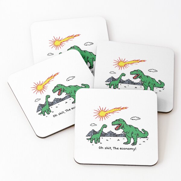 Item preview, Oh Shit The Economy Dinosaur Meteor — Funny Retro Extinction Illustration designed and sold by Colorful-Garden.