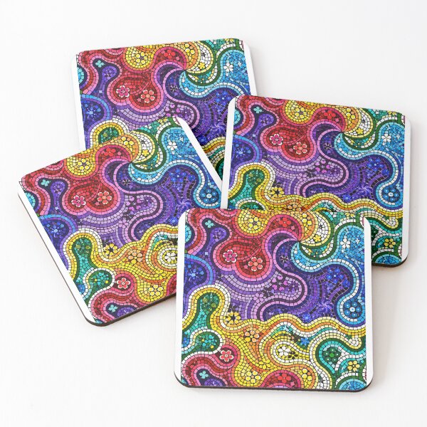 Item preview, Colorful Gaudi Mosaic Pattern - Barcelona Rainbow Tile Art designed and sold by FlatInkStudio.