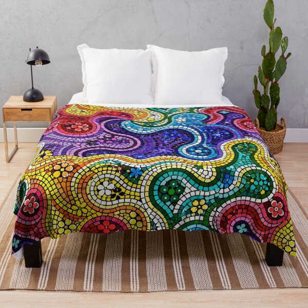 Item preview, Colorful Gaudi Mosaic Pattern - Barcelona Rainbow Tile Art designed and sold by FlatInkStudio.