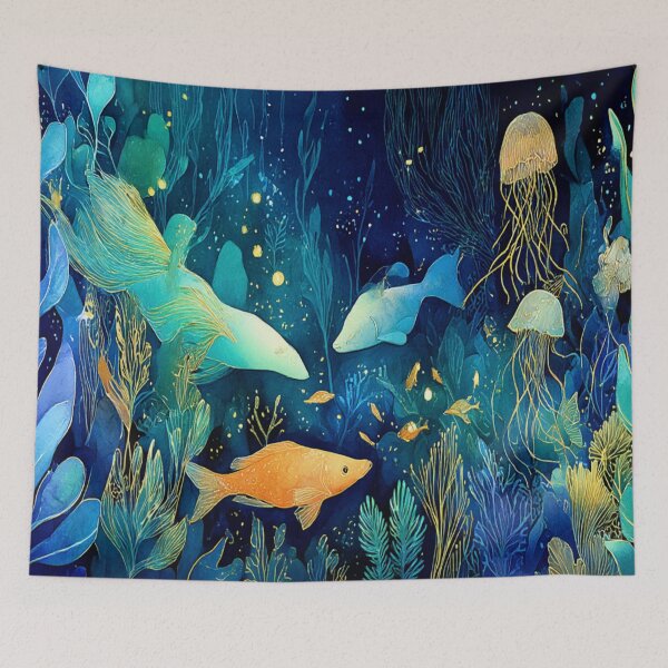 Item preview, Deep Sea Garden Watercolor Fantasy Art designed and sold by AtlantiqArt.