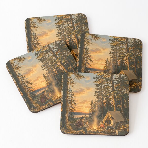 Item preview, Cozy Lakeside Camping Sunset designed and sold by smktheduck.