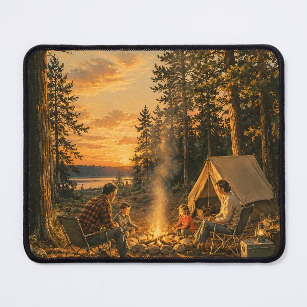 Item preview, Cozy Lakeside Camping Sunset designed and sold by smktheduck.