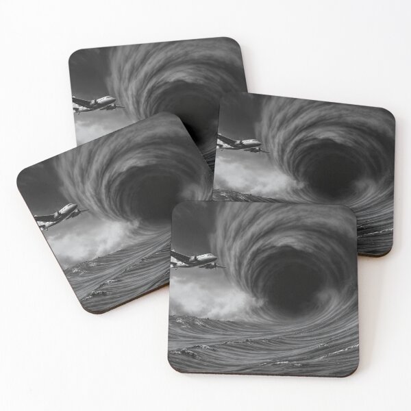 Item preview, Into the Abyss - Ocean Vortex and Vintage Airplane Black and White Art designed and sold by islam gamal.