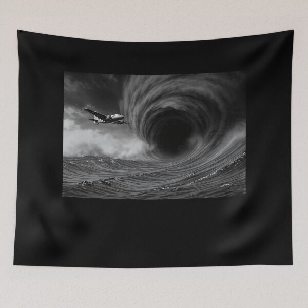 Item preview, Into the Abyss - Ocean Vortex and Vintage Airplane Black and White Art designed and sold by islam gamal.