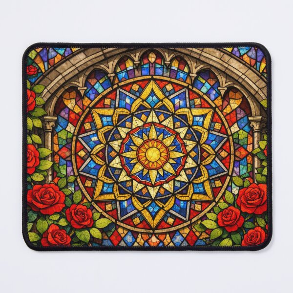 Item preview, The stained-glass window unfolds a poetic mosaic of light and stone. designed and sold by Sigtrix.