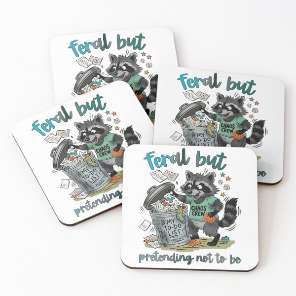 Item preview, Feral But Pretending Not To Be Funny Raccoon Chaos Crew Gift designed and sold by Ink & Kind Studio.