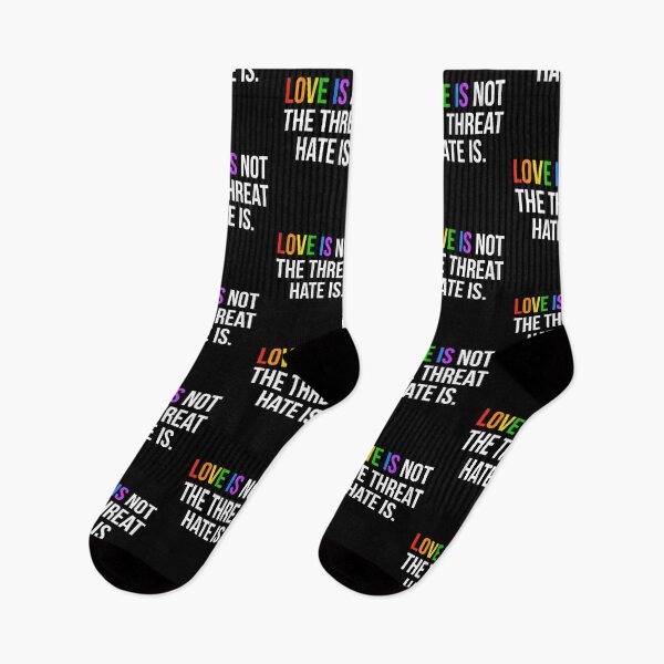 Item preview, Love is Not The Threat Hate is Rainbow LGBTQ Pride designed and sold by Randomera.