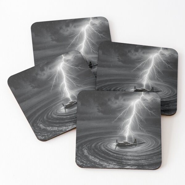 Item preview, The Bermuda Strike - Lightning Storm and Ocean Vortex Black and White Art designed and sold by islam gamal.