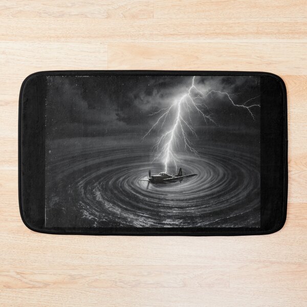 Item preview, The Bermuda Strike - Lightning Storm and Ocean Vortex Black and White Art designed and sold by islam gamal.