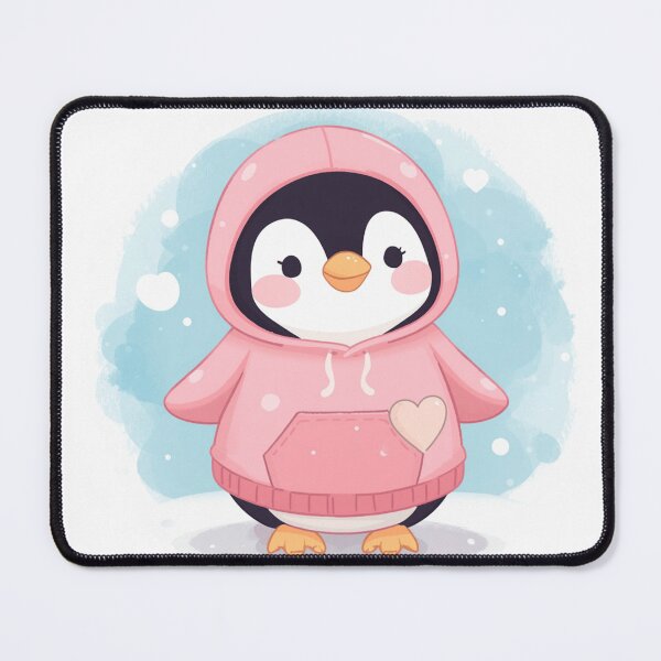 Item preview, Cute Penguin Pink Hoodie Kawaii Winter Animal Watercolor Sticker Art Pastel designed and sold by Cosmic Zodiac Studio.