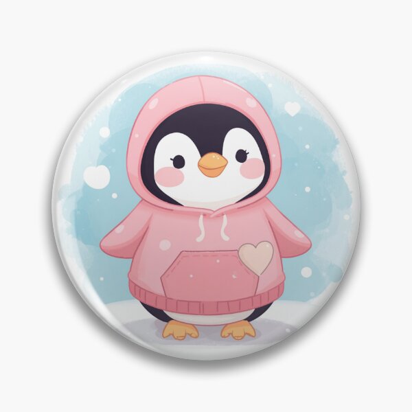 Item preview, Cute Penguin Pink Hoodie Kawaii Winter Animal Watercolor Sticker Art Pastel designed and sold by Cosmic Zodiac Studio.