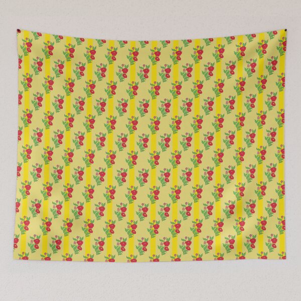 Item preview, Seamless pattern with red floral on yellow background designed and sold by ChaReePat.