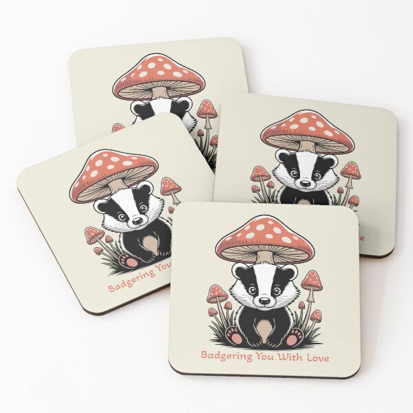 Item preview, Badgering You With Love Cute Mushroom Badger Pun Art designed and sold by AlexandraSand.