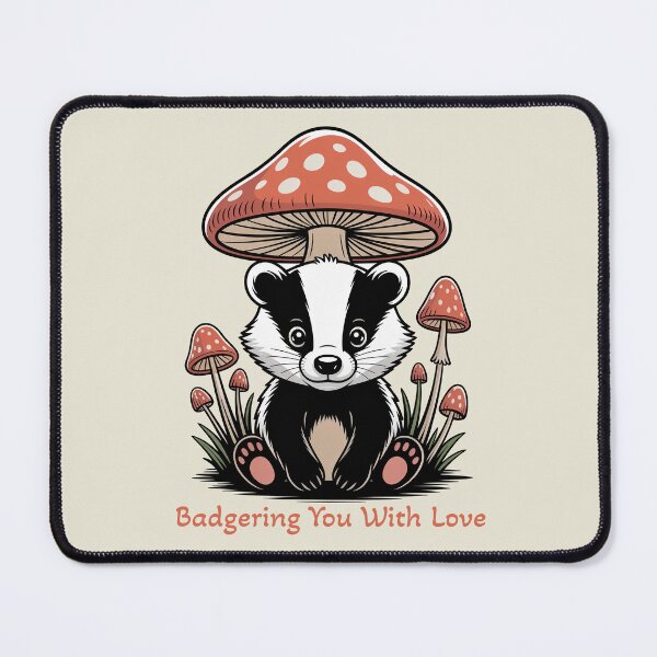 Item preview, Badgering You With Love Cute Mushroom Badger Pun Art designed and sold by AlexandraSand.