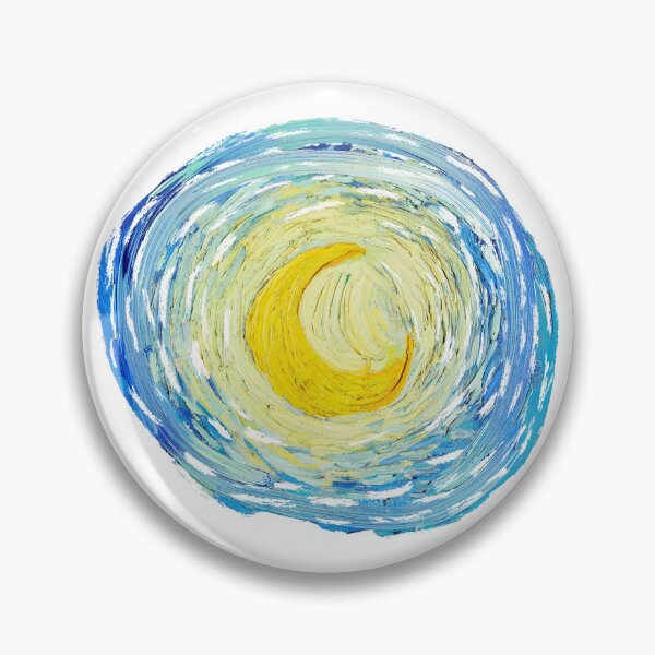 Item preview, Starry Night Inspired Crescent Moon – Circular Textured Brushstroke Artwork designed and sold by EmeraldeaArt.