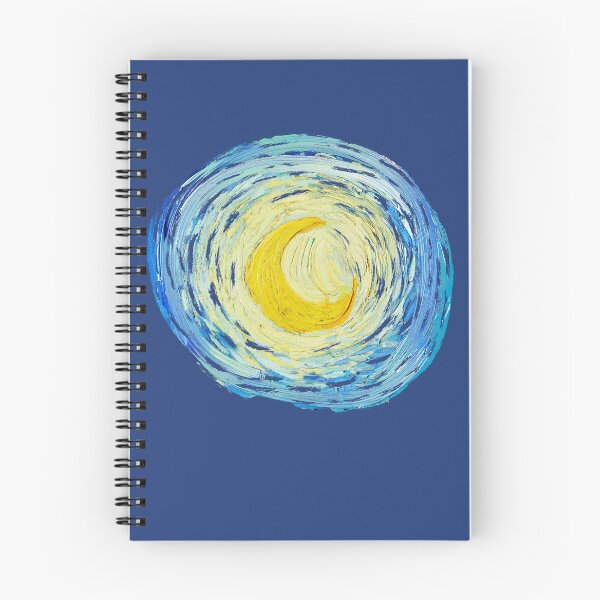 Item preview, Starry Night Inspired Crescent Moon – Circular Textured Brushstroke Artwork designed and sold by EmeraldeaArt.