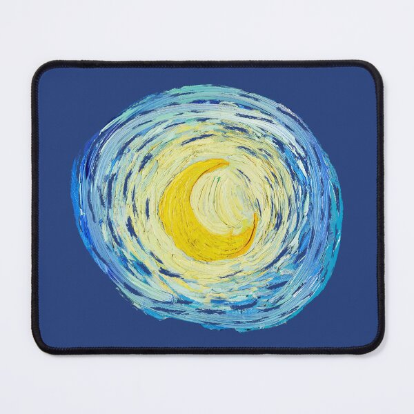 Item preview, Starry Night Inspired Crescent Moon – Circular Textured Brushstroke Artwork designed and sold by EmeraldeaArt.