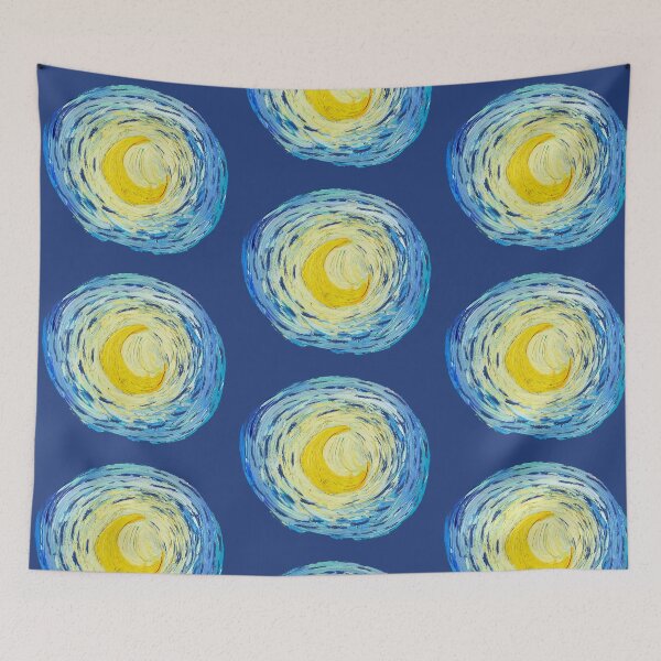 Item preview, Starry Night Inspired Crescent Moon – Circular Textured Brushstroke Artwork designed and sold by EmeraldeaArt.