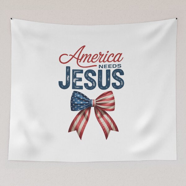 Item preview, America Needs Jesus Christian USA Flag Coquette 4th of July designed and sold by TyraYoung.