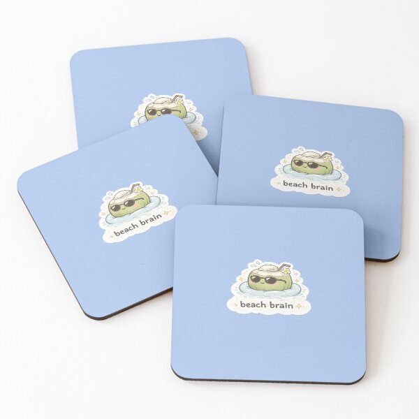 Item preview, Beach Brain Cute Coconut Summer Sticker | Kawaii Tropical Vacation Meme designed and sold by Qingtian814.
