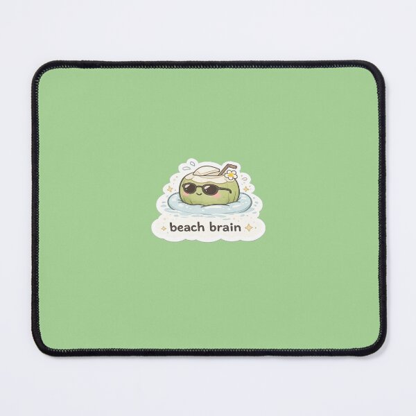 Item preview, Beach Brain Cute Coconut Summer Sticker | Kawaii Tropical Vacation Meme designed and sold by Qingtian814.
