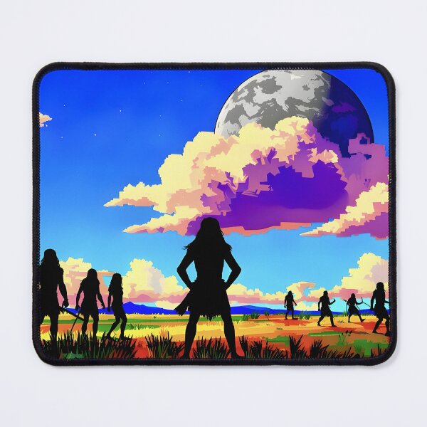 Item preview, Prehistoric Landscape Caveman Silhouette Fantasy Moon Art designed and sold by Daniela`s shop.