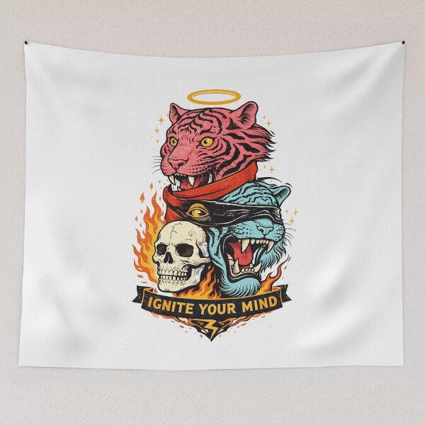 Item preview, Tattoo Style Tiger Skull Fire designed and sold by Matinez Pink.