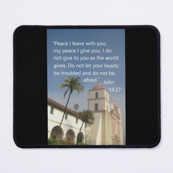 Item preview, Mission Santa Barbara on a Foggy January Morning John 14:27 designed and sold by JoyousArt4u.