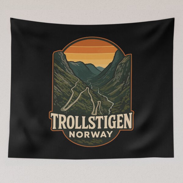 Item preview, Trollstigen Norway Retro Travel designed and sold by TomFrontierArt.