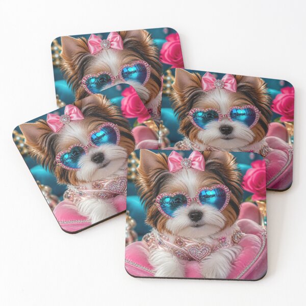 Item preview, Stylish Biewer Terrier Puppy with Heart Sunglasses designed and sold by Wags & Tails.