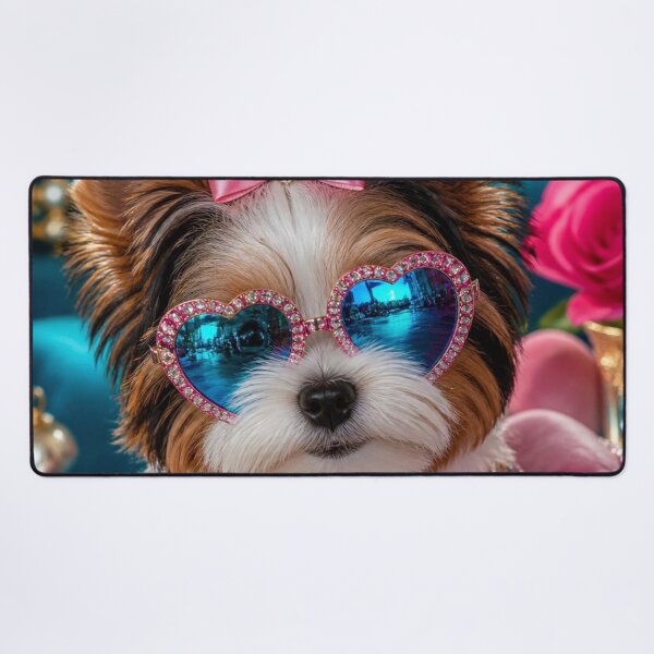 Item preview, Stylish Biewer Terrier Puppy with Heart Sunglasses designed and sold by Wags & Tails.