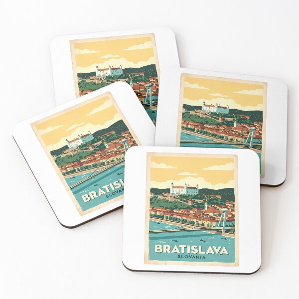 Item preview, Bratislava Slovakia Vintage Travel Poster | Retro Castle Cityscape Wall Art designed and sold by Ar0undTheW0rld.
