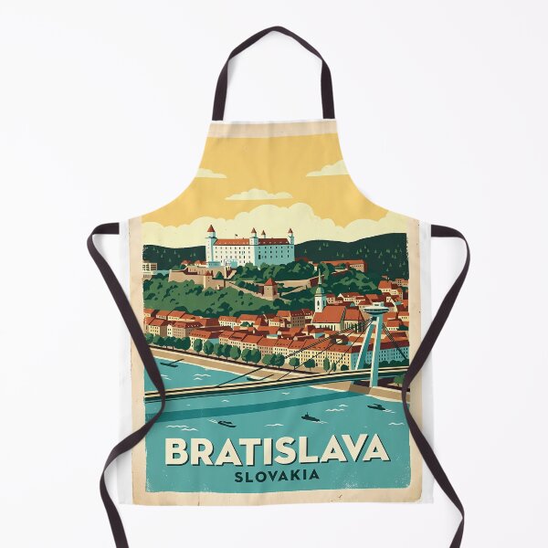 Item preview, Bratislava Slovakia Vintage Travel Poster | Retro Castle Cityscape Wall Art designed and sold by Ar0undTheW0rld.