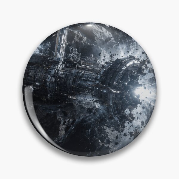 Item preview, Exploding Asteroid Mining Space Station | Dark Industrial Sci-Fi Wall Art Print designed and sold by Element Horizon Studio.