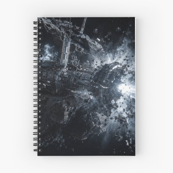 Item preview, Exploding Asteroid Mining Space Station | Dark Industrial Sci-Fi Wall Art Print designed and sold by Element Horizon Studio.