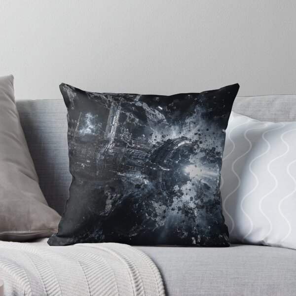 Item preview, Exploding Asteroid Mining Space Station | Dark Industrial Sci-Fi Wall Art Print designed and sold by Element Horizon Studio.