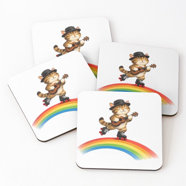 Item preview, Rainbow Cat – Roller Skating ukelele Design designed and sold by Dogandesighn.