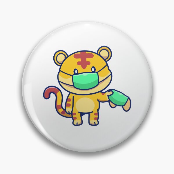 Item preview, Cute Chibi Tiger Wearing Medical Face Mask Cartoon designed and sold by Madelene É 	 Monjeau.